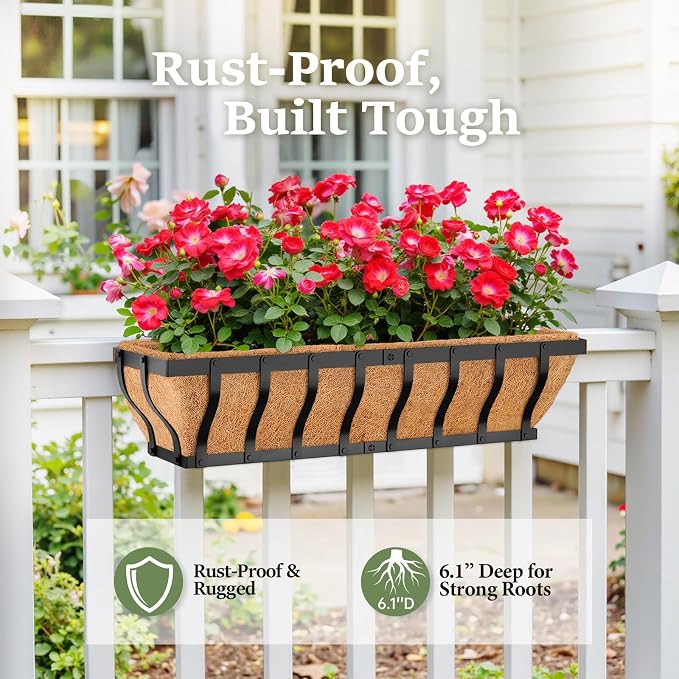 Railing Planter Boxes, Heavy Duty Window Box Planters, Adjustable Balcony - Image 4