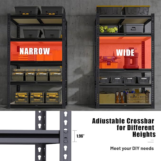 Garage Storage Shelves 2PCS, 2400 LBS Heavy Duty Shelving, Metal Garage Shelves - Image 5