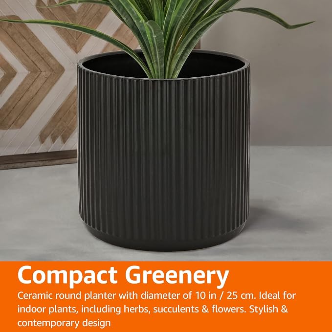 Amazon Basics Fluted Ceramic Round Planter - Image 7