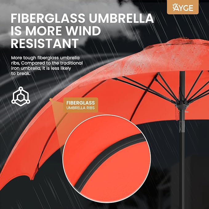 Ayge 9FT Large Outdoor Patio Umbrella Market Table Umbrella-UV Resistant - Image 2