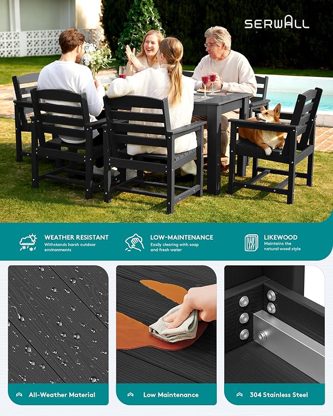 SERWALL HDPE Dining Set for 4, Outdoor Dining Sets for 4 Person - Image 5