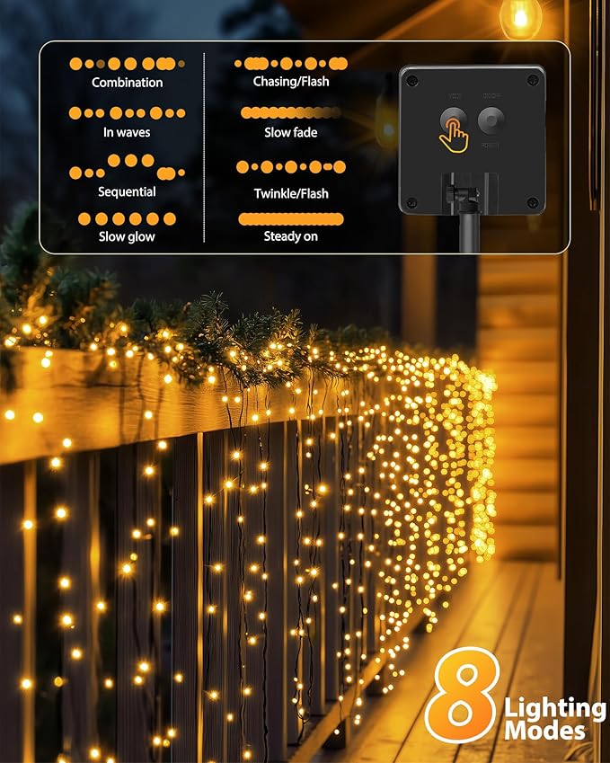 Brightown 2 Pack Solar String Lights Outdoor Waterproof, 92Ft 240 LED Solar - Image 5