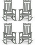 Oversized Outdoor Rocking Chair Set of 4, High Back Porch Rocker Chair by Suunyn