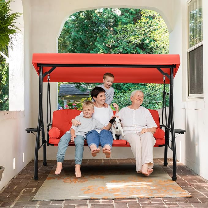 HOMREST 3 Seat Outdoor Porch Swing - Image 6