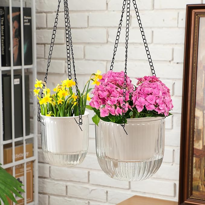 Maxcheck 4 Pcs Self Watering Hanging Planters Indoor Gift 6.5'' 4.5'' Hanging - Image 4