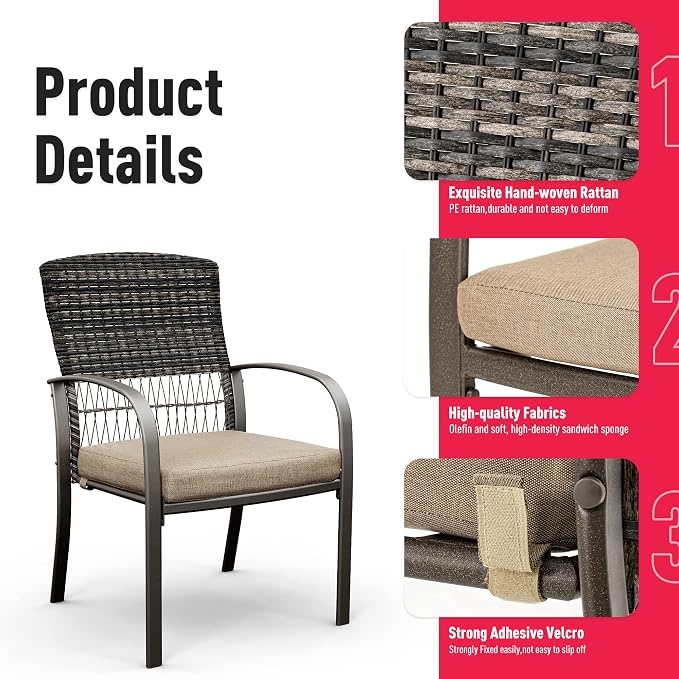 Pamapic 8504 Patio Dining 7 Piece, Outdoor Wicker Furniture Set - Image 5