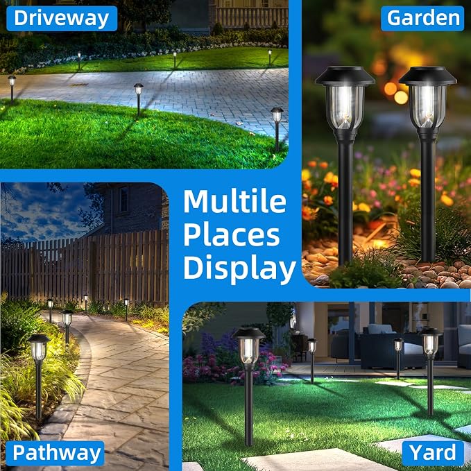 12 Pack Solar Lights Outdoor, 6000K Bright Solar Pathway Lights - Image 5