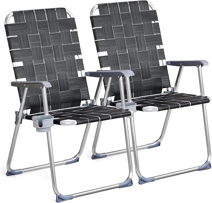 VINGLI Aluminum Patio Lawn Chairs Folding Set of 2 by VINGLI