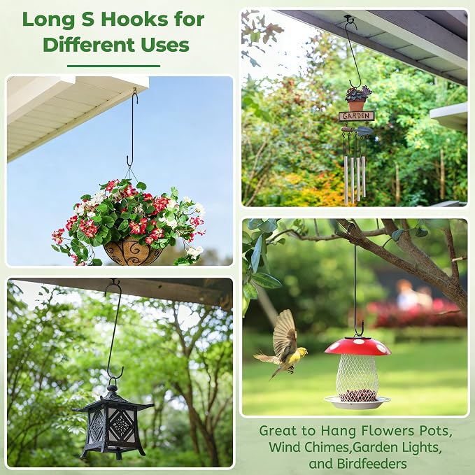 Large Garden S Hooks, 16 Inches Long Plant Hangers Outdoor, Metal Plant Hooks - Image 6