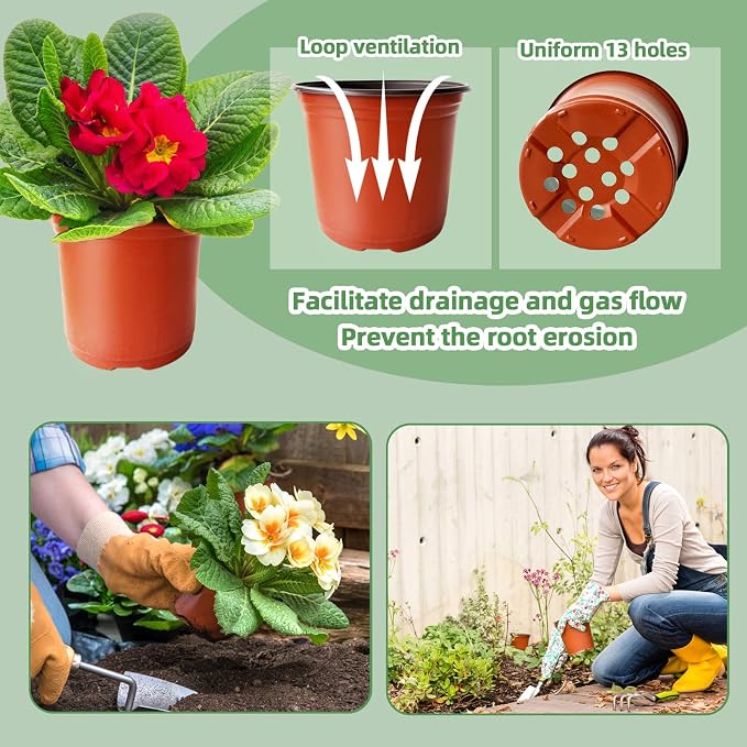 100 Pcs Plant Nursery Pots, 6 Inch Thicker Plastic Seedling Pots - Image 5