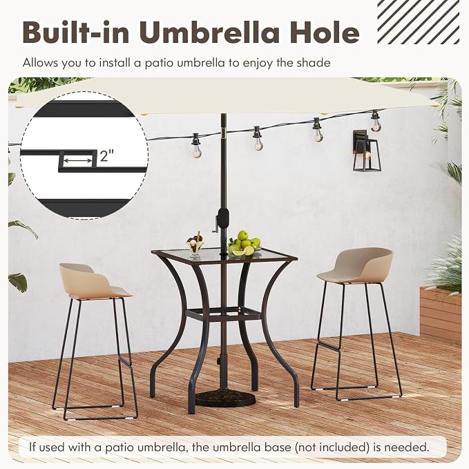 Tangkula Patio Bar Table with Umbrella Hole, All Weather 37 Inches Height Heavy - Image 5