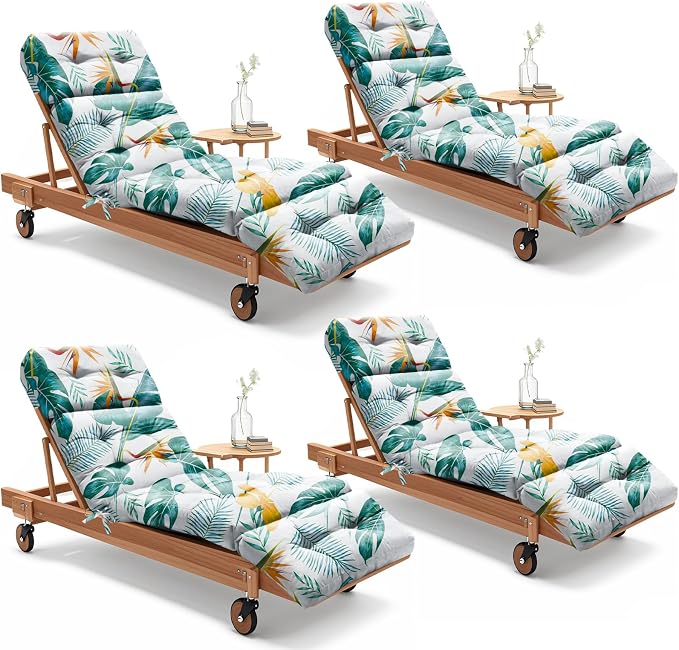 4 Pack Outdoor Chaise Lounge Chair Cushion 75.1 x 22.8 x 4.7 Inches 100% by Uthem