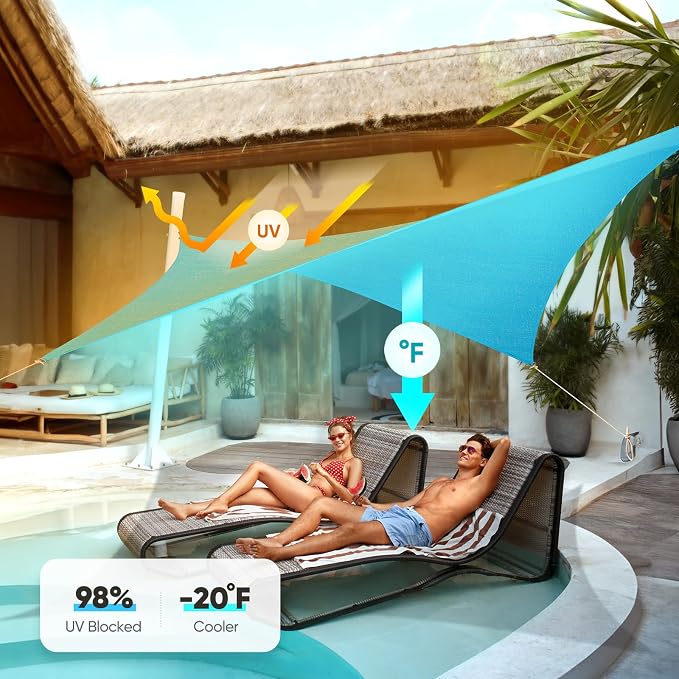 Quictent 12x16ft 185G HDPE Rectangle Sun Shade Sail Canopy 98% UV Block Outdoor - Image 3