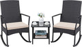 Greesum 3 Pieces Patio Furniture Set Outdoor Wicker Rocking Chairs by BuynowfromGreesum