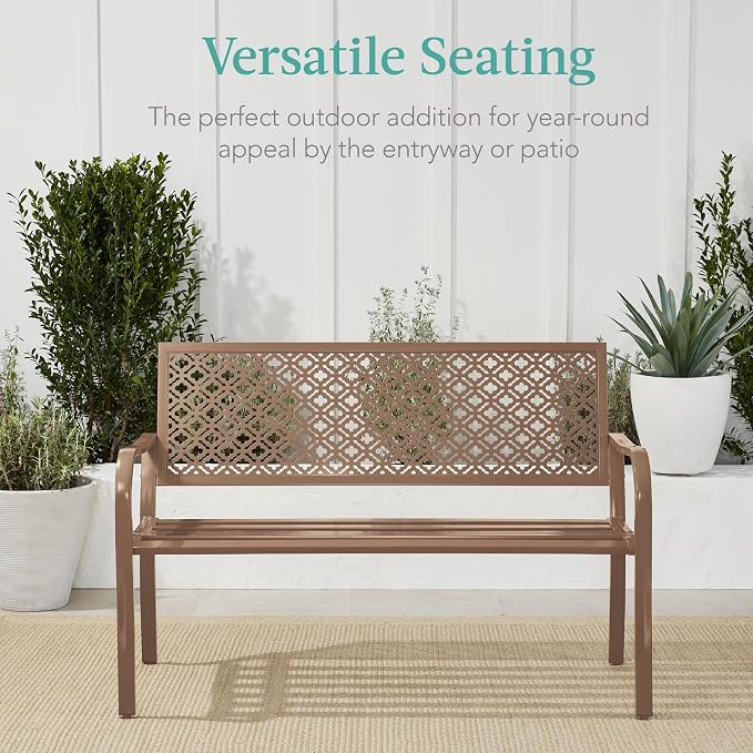 Best Choice Products Outdoor Bench 2-Person Metal Steel Benches Furniture - Image 6