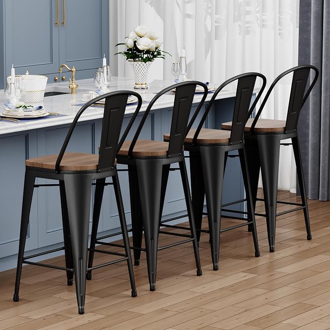 Yongqiang Barstools Set of 4 Counter Height Bar Stools - Image 8
