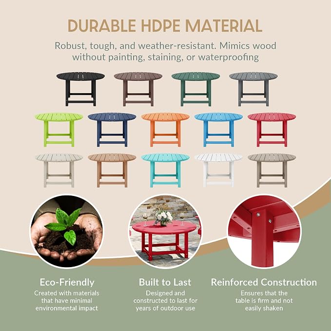 WestinTrends Malibu Low Outdoor HDPE Round Patio Coffee Table - Image 6
