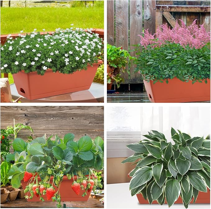8pcs Window Box Planter, 17 Inches Flower Window Boxes, Rectangle Planters Box - Image 5