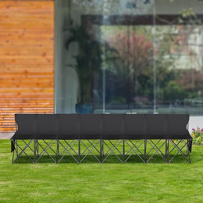 VEVOR Portable Folding Bench, 8 Seats Foldable Sideline Bench, Outdoor Camping - Image 2