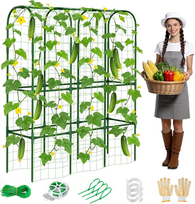 65in Tall Cucumber Trellis for Raised Bed, U-Shape Vegetables Trellis Support by ZPMOCKAQ