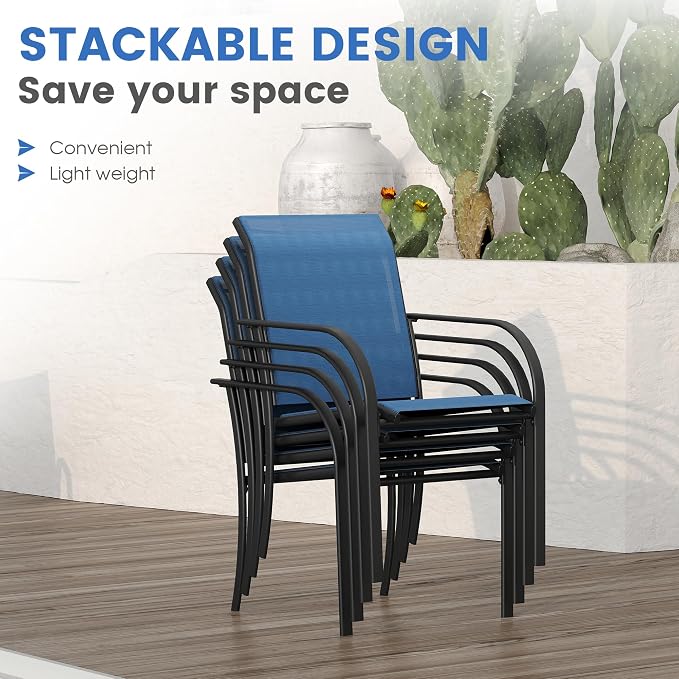 VICLLAX 5 Pieces Patio Dining Set, Outdoor Furniture Set Includes 41.2" Round - Image 4