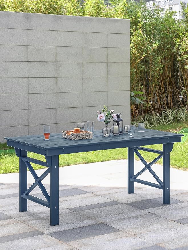 HDPE Outdoor Dining Table, 66.9” Rectangle Patio Dining Table - Image 9