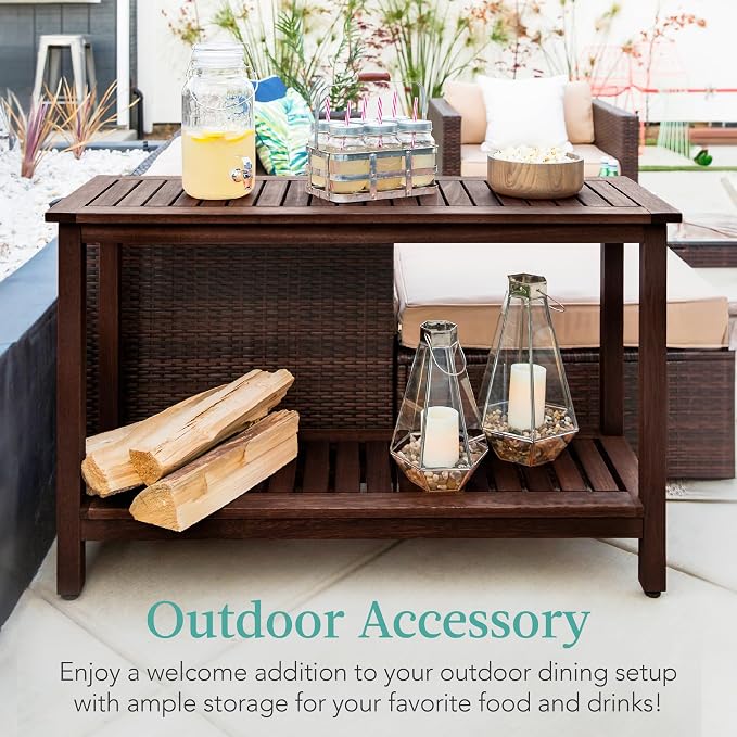 Best Choice Products 48in 2-Shelf Eucalyptus Wooden Console Table Indoor - Image 3