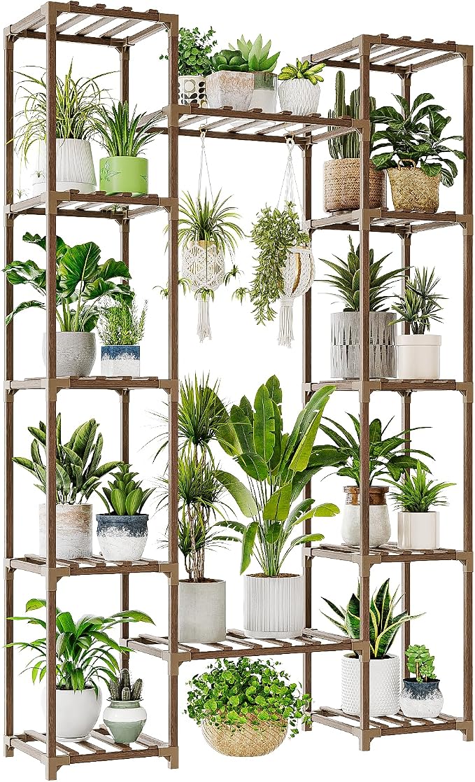 Bamworld Large Plant Stand Indoor Tall Plant Shelf Outdoor Corner Plant Holder by Bamworld