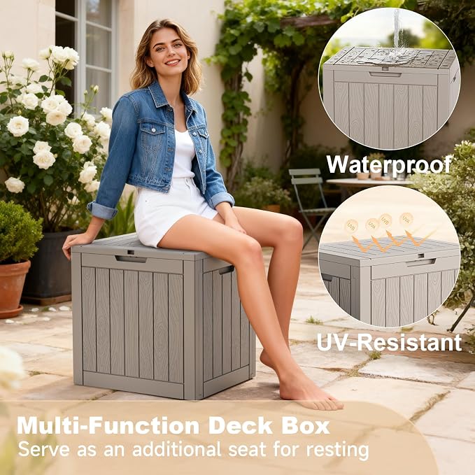 30 Gallon Outdoor Deck Box, Lockable Waterproof Outdoor Storage Boxes - Image 7