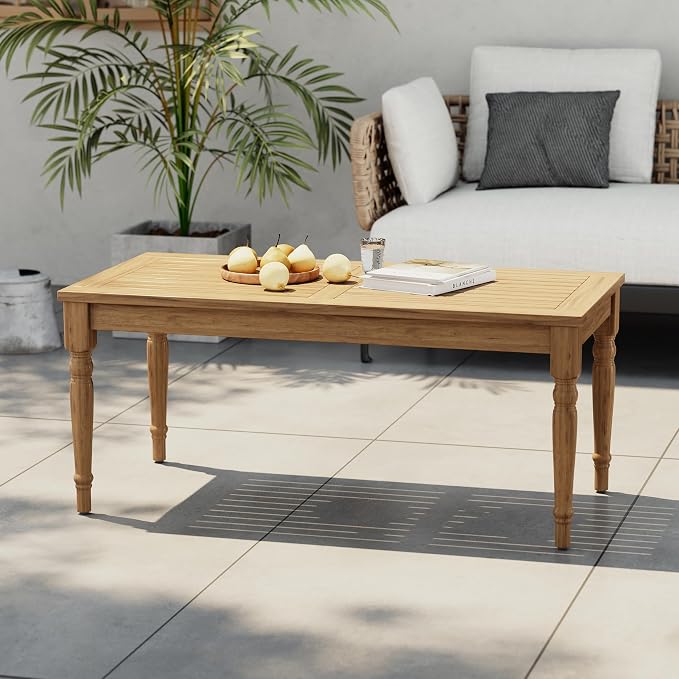 Christopher Knight Home Lama Rectangular Outdoor Coffee Table, Slat Panel Side by ChristopherKnightHome