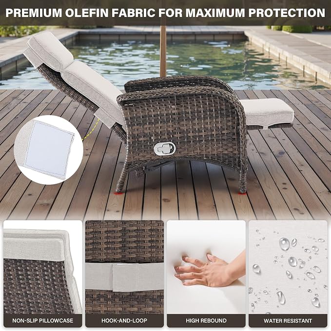 Belord Versatile Outdoor Recliner Chair Set of 3 - Image 5