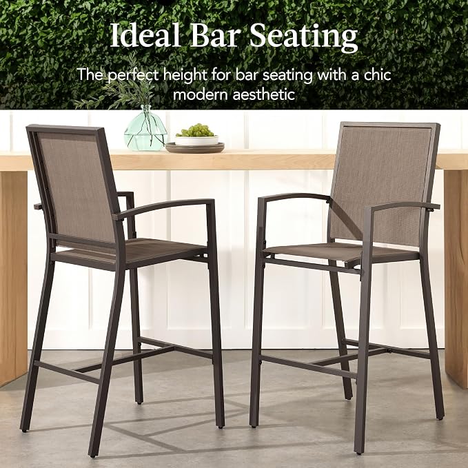 Best Choice Products Outdoor Bar Stools Set of 2, Bar Height, Patio Furniture - Image 3