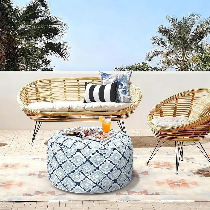 LVTXIII Outdoor Inflatable Ottoman, Fade-Resistant Round Footrest Stool D31”x - Image 7