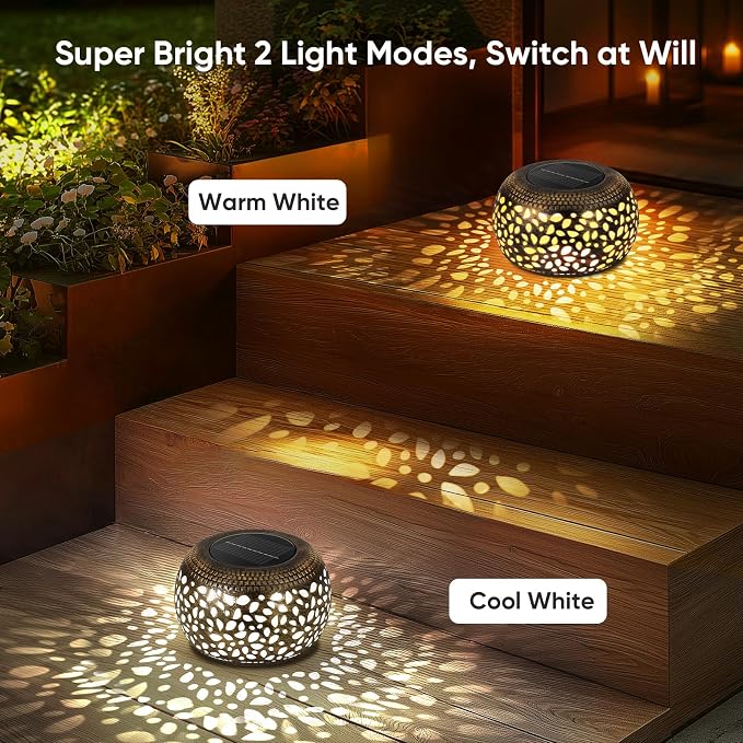 Solar Lantern Outdoor Patio Decor: Solar Lanterns Outdoor Waterproof Hollow Out - Image 3
