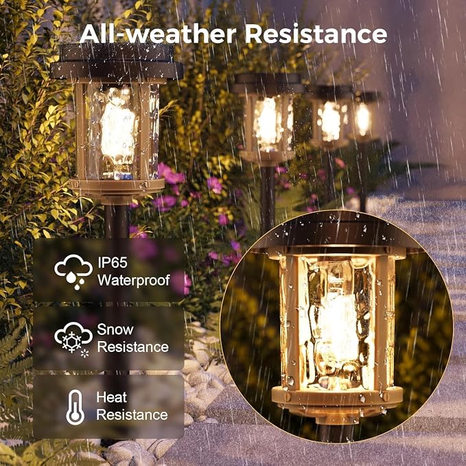 XMCOSY+ Solar Pathway Lights Outdoor, 6 Pack Solar Powered Garden Lights - Image 4