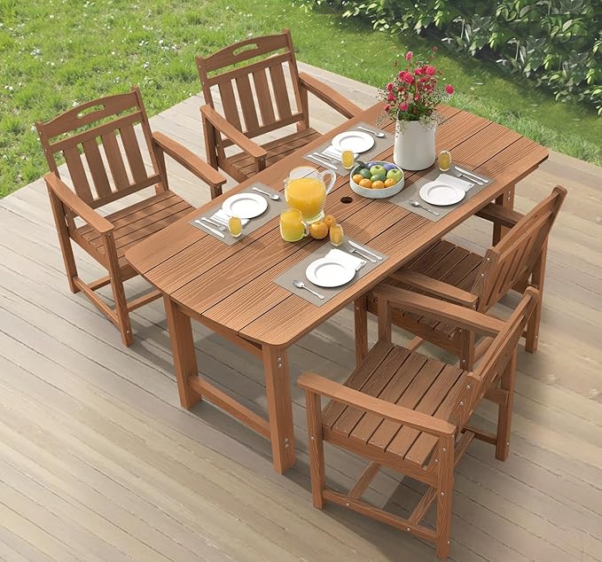 Ciokea HDPE Outdoor Dining Set, 5-Piece Patio Table and Chairs Set by CIOKEA