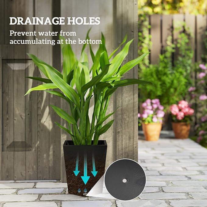 Outsunny Set of 3 Tall Planters, MgO Indoor Outdoor Planters - Image 4