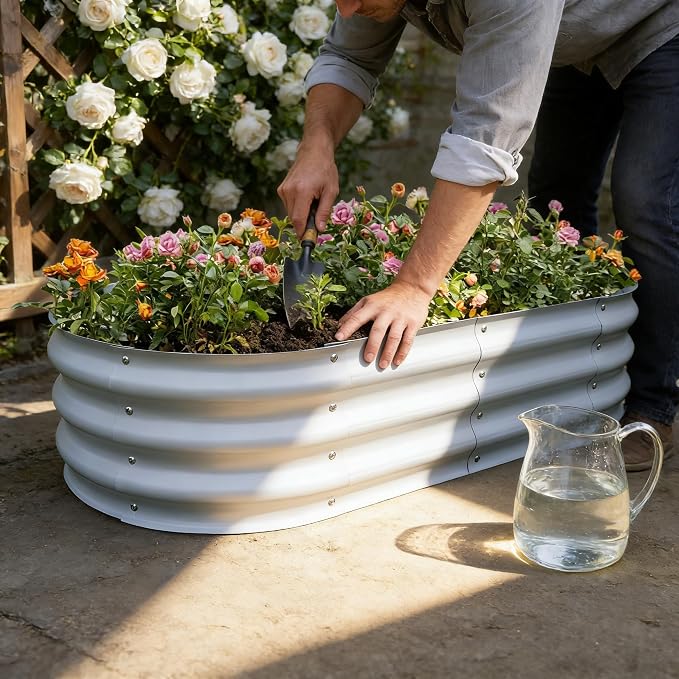 Gardmax Galvanized Raised Garden Bed, Lightweight Planter Boxes Outdoor - Image 9