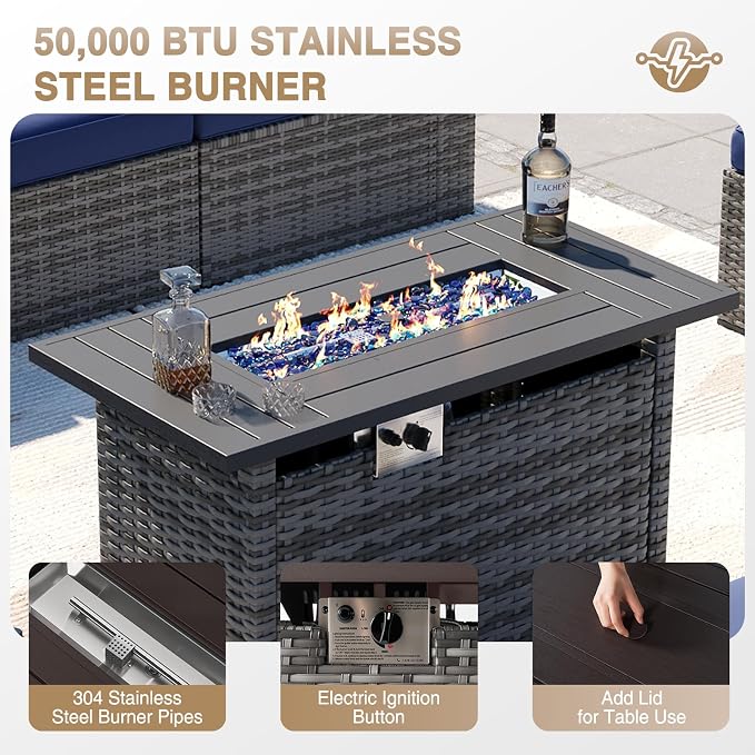 Aoxun Patio Furniture Sets, 12-Piece Outdoor Patio Furniture - Image 3