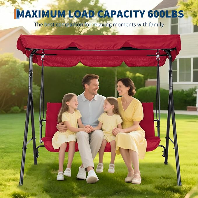 Porch Swing Chair with Adjustable Canopy - Image 4