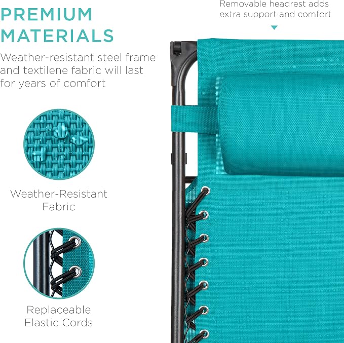 Best Choice Products Folding Zero Gravity Outdoor Recliner Patio Lounge Chair - Image 6