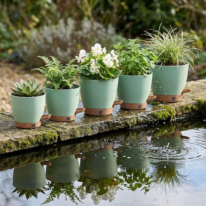 montresor 5 Pack Green 5/5.5/6/6.5/7 Inch Self Watering Planters - Image 8