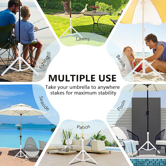 Beach Umbrella Stand Base, Portable Foldable Sun Umbrella Stand White - Image 7
