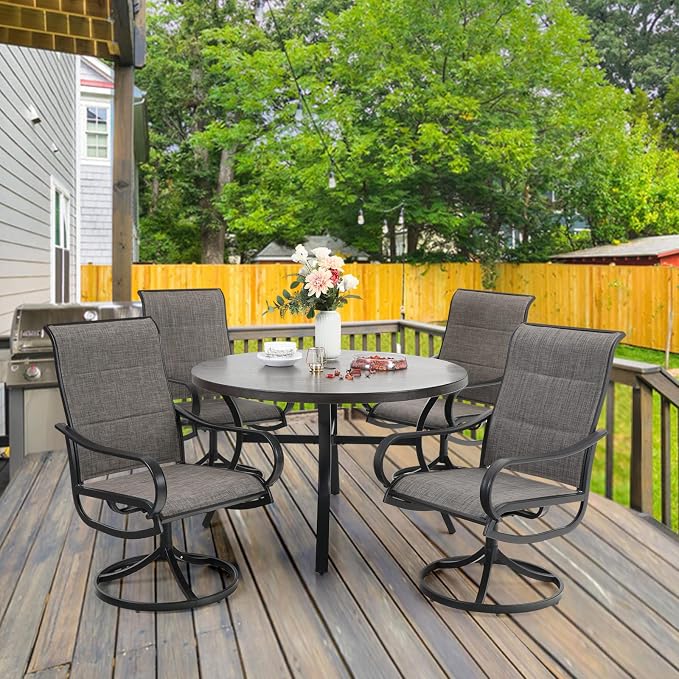 Sophia & William Patio Dining Set 5 Pieces, 4 x Patio Dining Chairs Textilene by SophiaWilliam