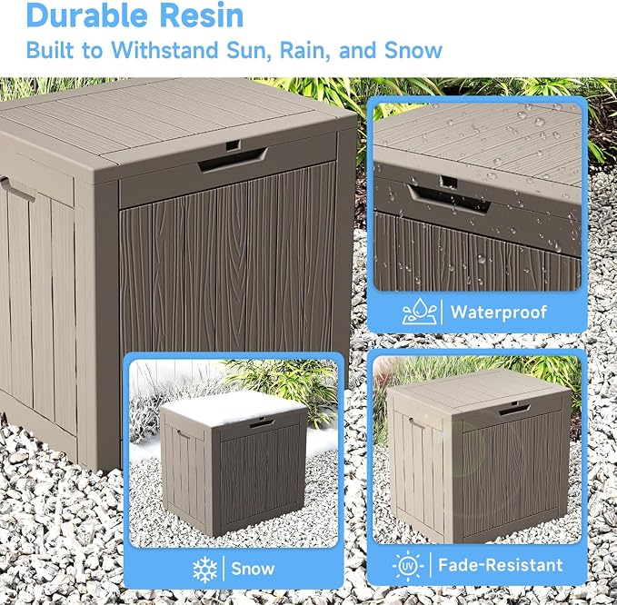 EasyUp 33Gal Outdoor Deck Box, Lager Patio Storage Box Indoor and Outdoor Use - Image 6
