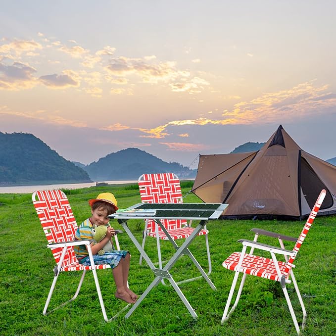 VINGLI Patio Lawn Webbed Folding Chairs Set of 2, Outdoor Beach Chair Portable - Image 2