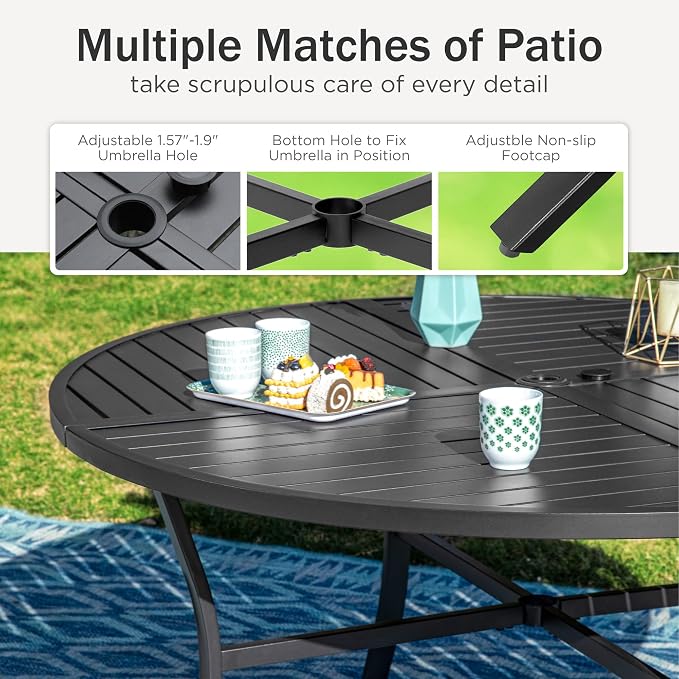 PHI VILLA 7 Pieces Outdoor Round Dining Set - Image 6