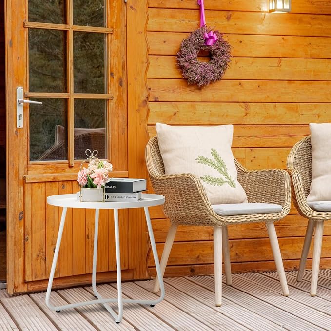 danpinera Outdoor Side Tables, Weather Resistant Steel Patio Side Table - Image 6