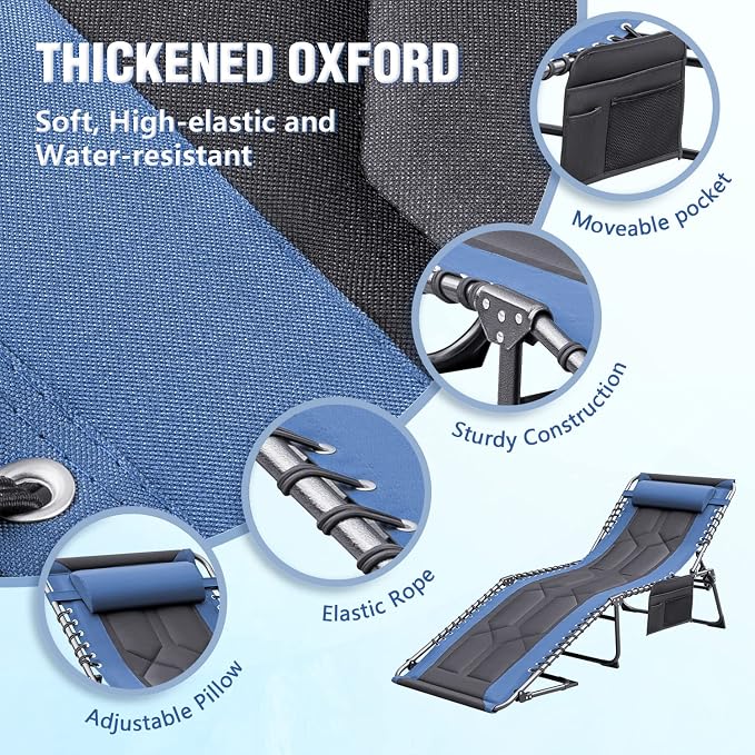 Devoko 4-Fold Padded Portable Folding Outdoor Chaise Lounge Heavy Duty - Image 6