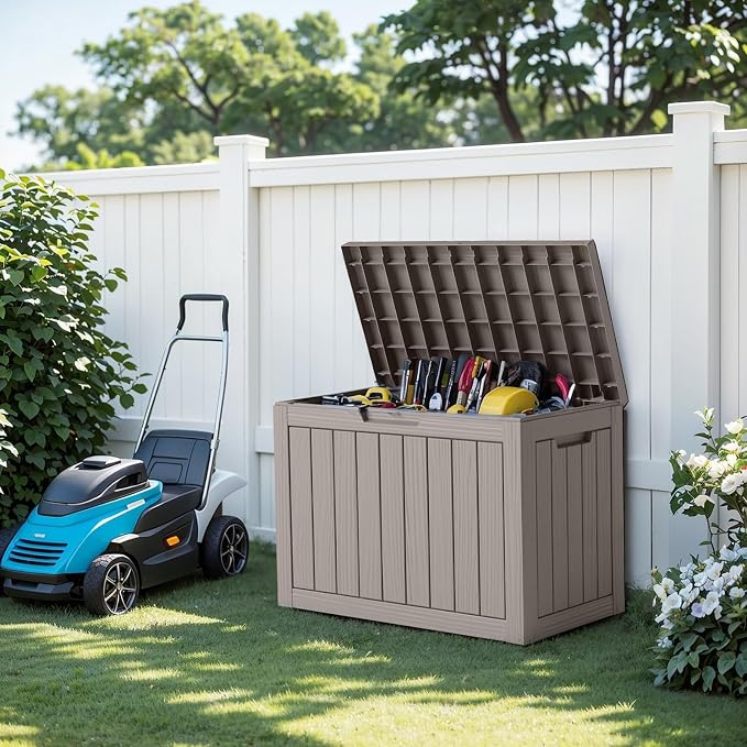 EasyUp 45 Gallon Outdoor Storage Box, Resin Waterproof UV-Resistant Deck Box - Image 7